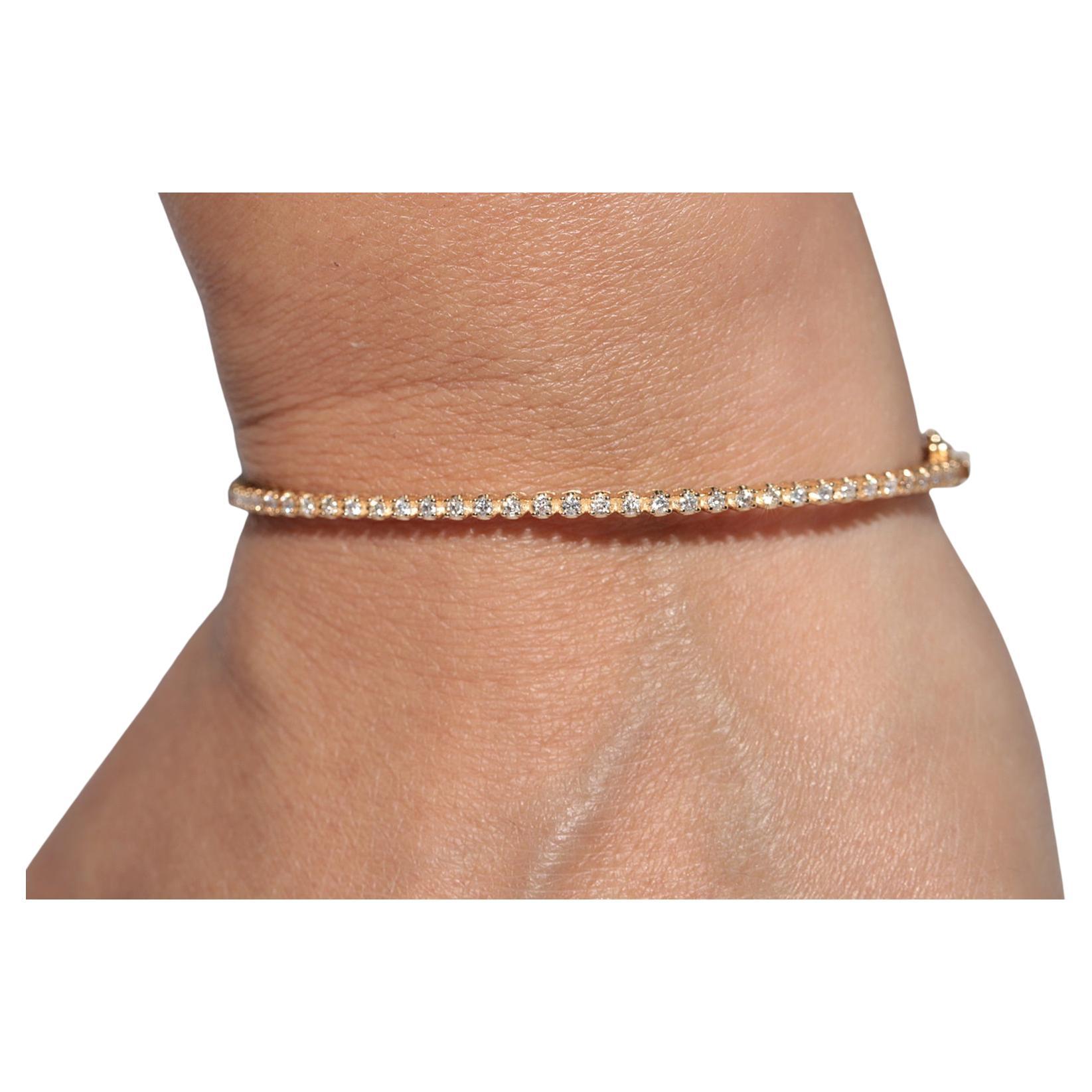 Teilen Sie Vintage CIRCA 1990er 14k Gold natürlichen Diamanten verziert Armreif Armband