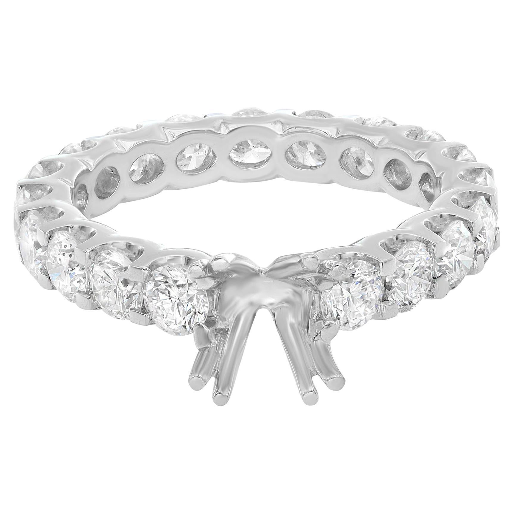 Bague de fiançailles à griffes partagées en or blanc 14 carats coulé avec diamants de 2,00 carats poids total