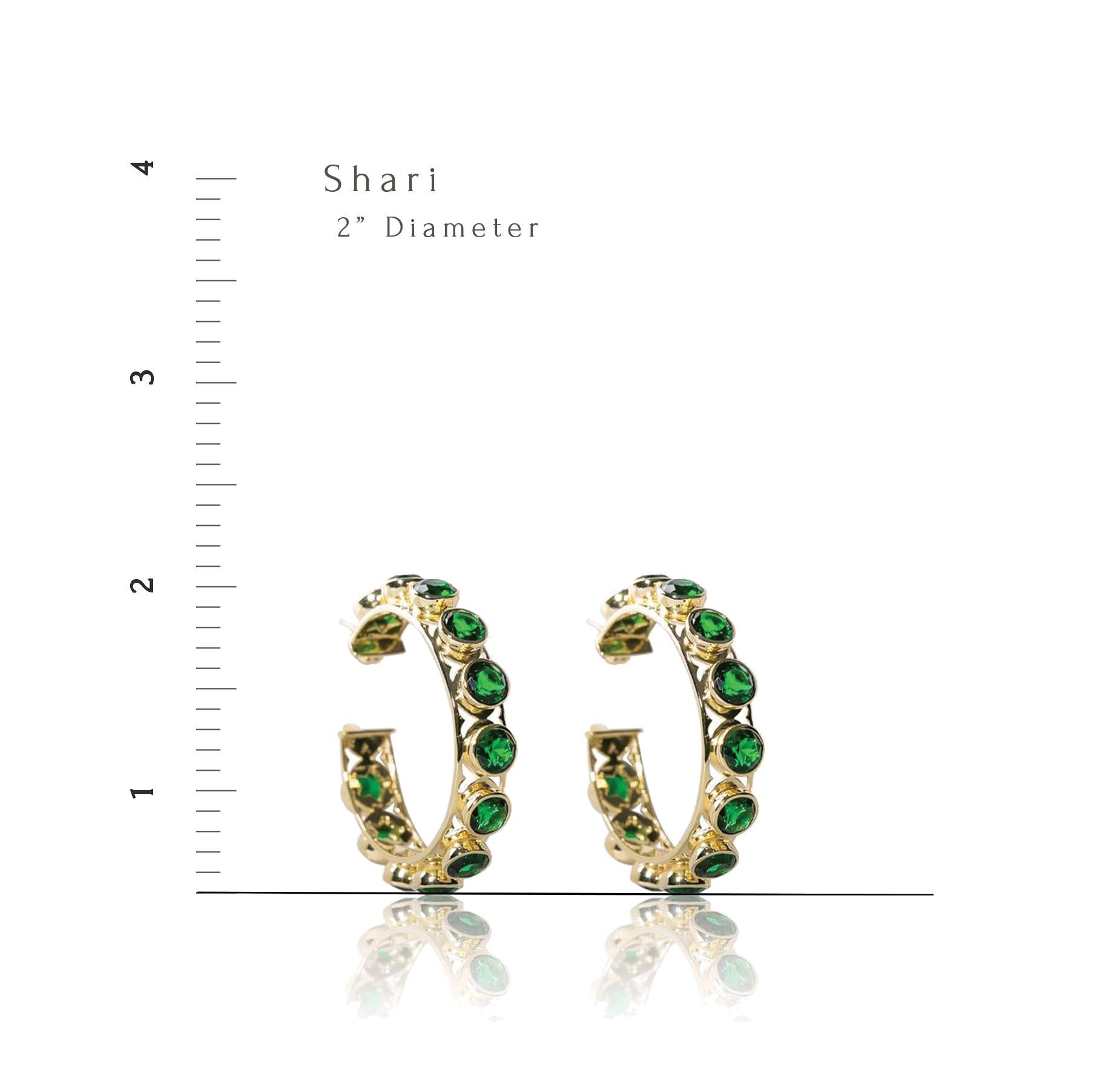 Shari Hoop Earrings in 18K Gold with Multicolored Gemstones For Sale 4