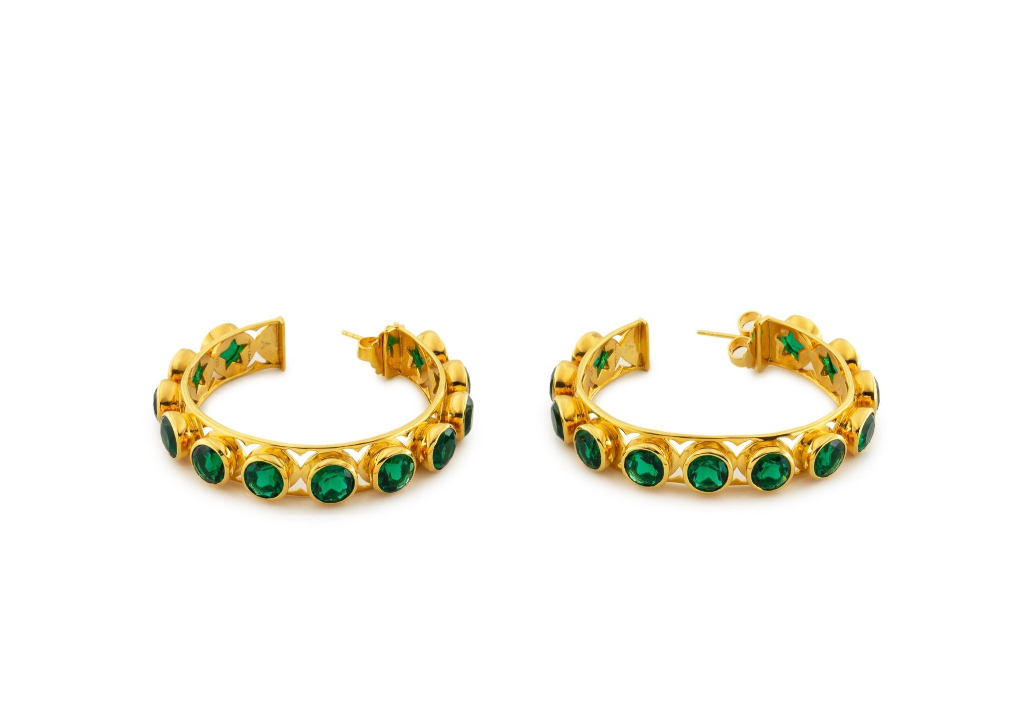 Shari Hoop Earrings in 18K Gold with Multicolored Gemstones For Sale 2