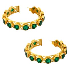 Shari Hoop Earrings in 18K Gold with Multicolored Gemstones