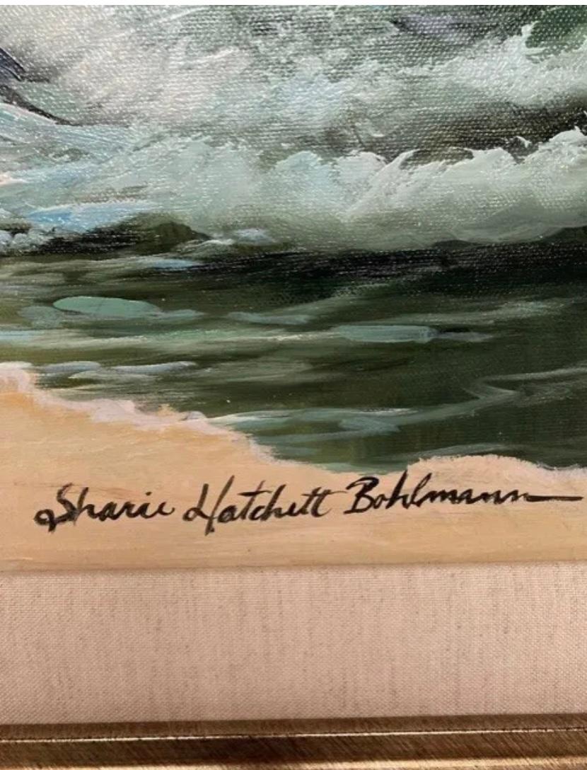 Il s'agit d'une peinture à l'huile originale de Sharie Hatchett Bohlmann sur toile représentant une scène océanique. En bon état mesure 34x30