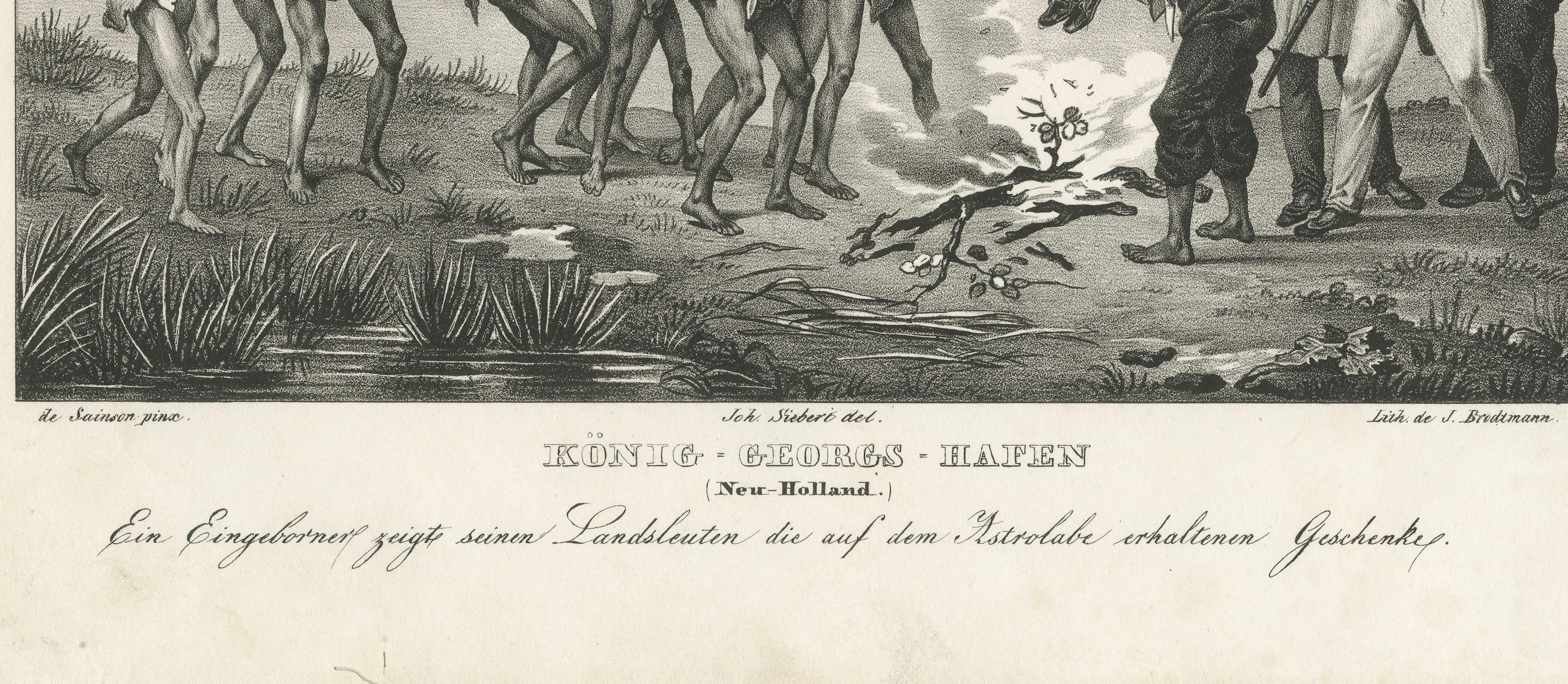 Compartiendo los regalos del astrolabio en King George's Harbour, Nueva Holanda (Australia), 1836 en Bueno estado para la venta en Langweer, NL