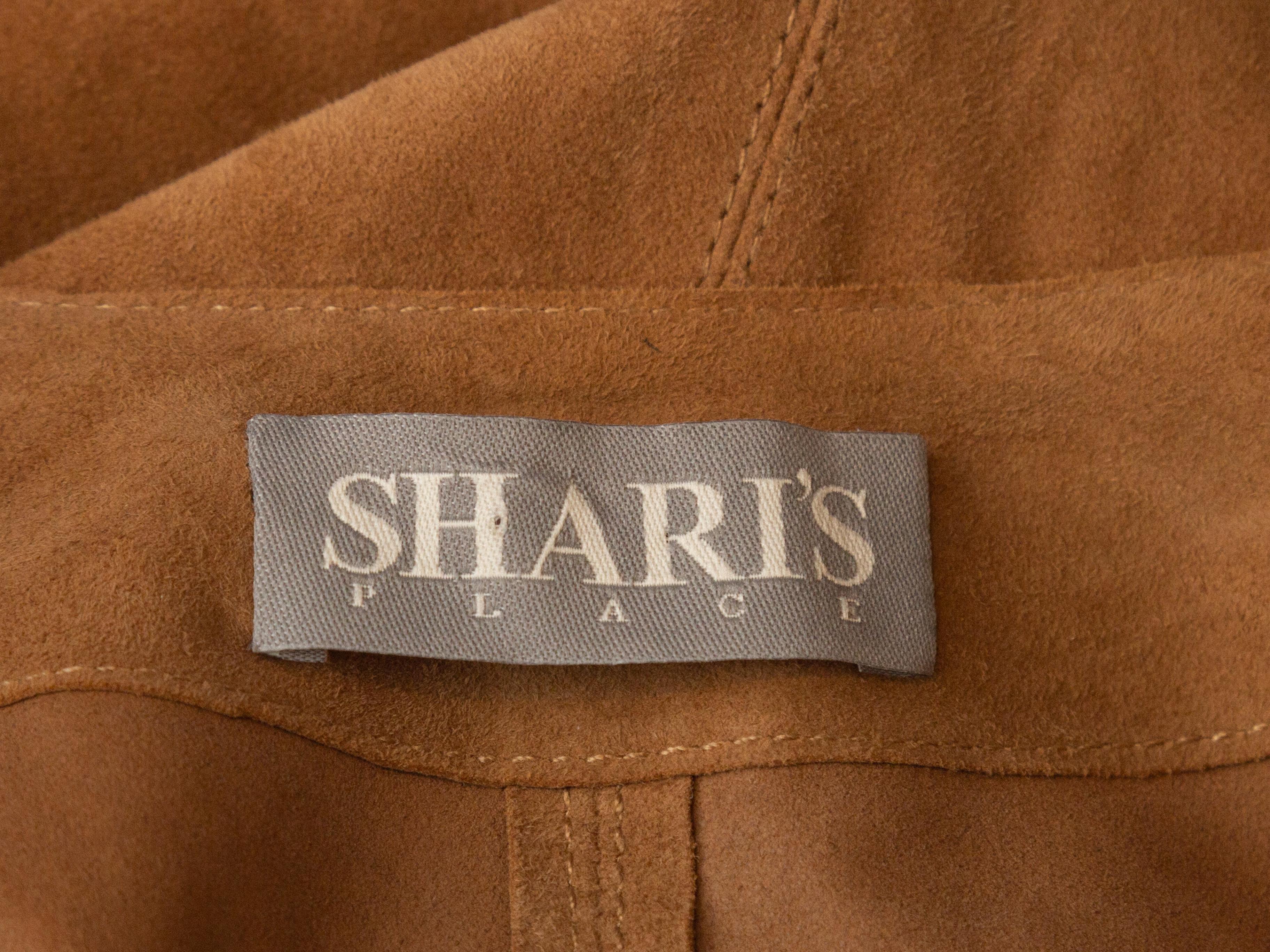 Shari's Place Brown Suede Fringe-Trimmed Coat In Good Condition In New York, NY
