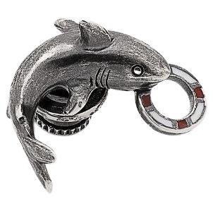 Shark Animal Pin with Antique Finish For Sale