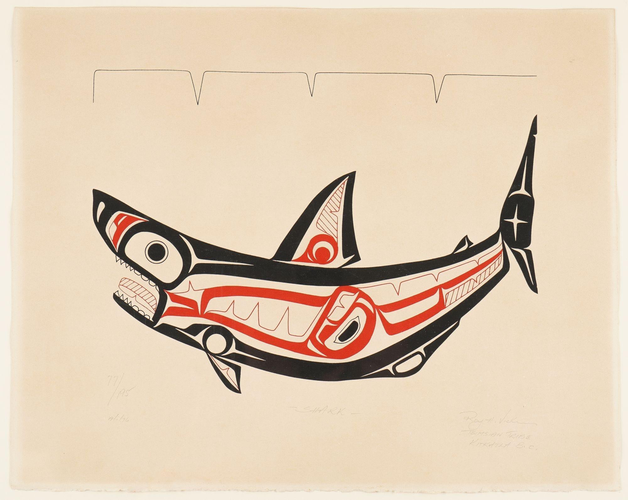 Native American Shark by Roy Henry Vickers, 1976 For Sale