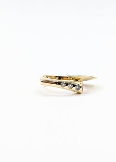 Shark Fin Ruby & Diamond Ring in 14k Yellow Gold