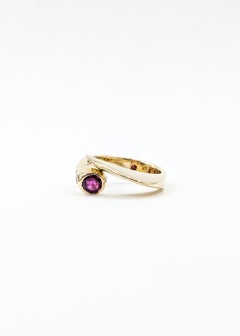 Shark Fin Ruby & Diamond Ring in 14k Yellow Gold