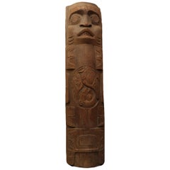 Shark Mother Totem Pole, 1960s-1970s Northwest Coast Carved Wood by Duane Pasco