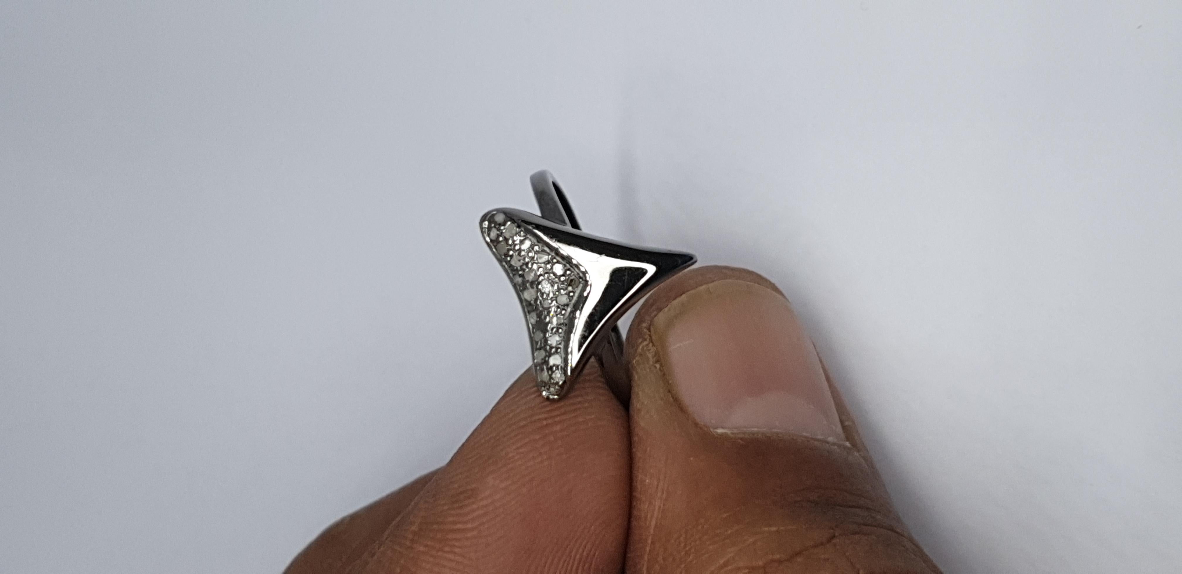 Shark Tooth Ring Pave Diamond Birthday Gift Ring 925 Silver Diamond Present Ring For Sale 8