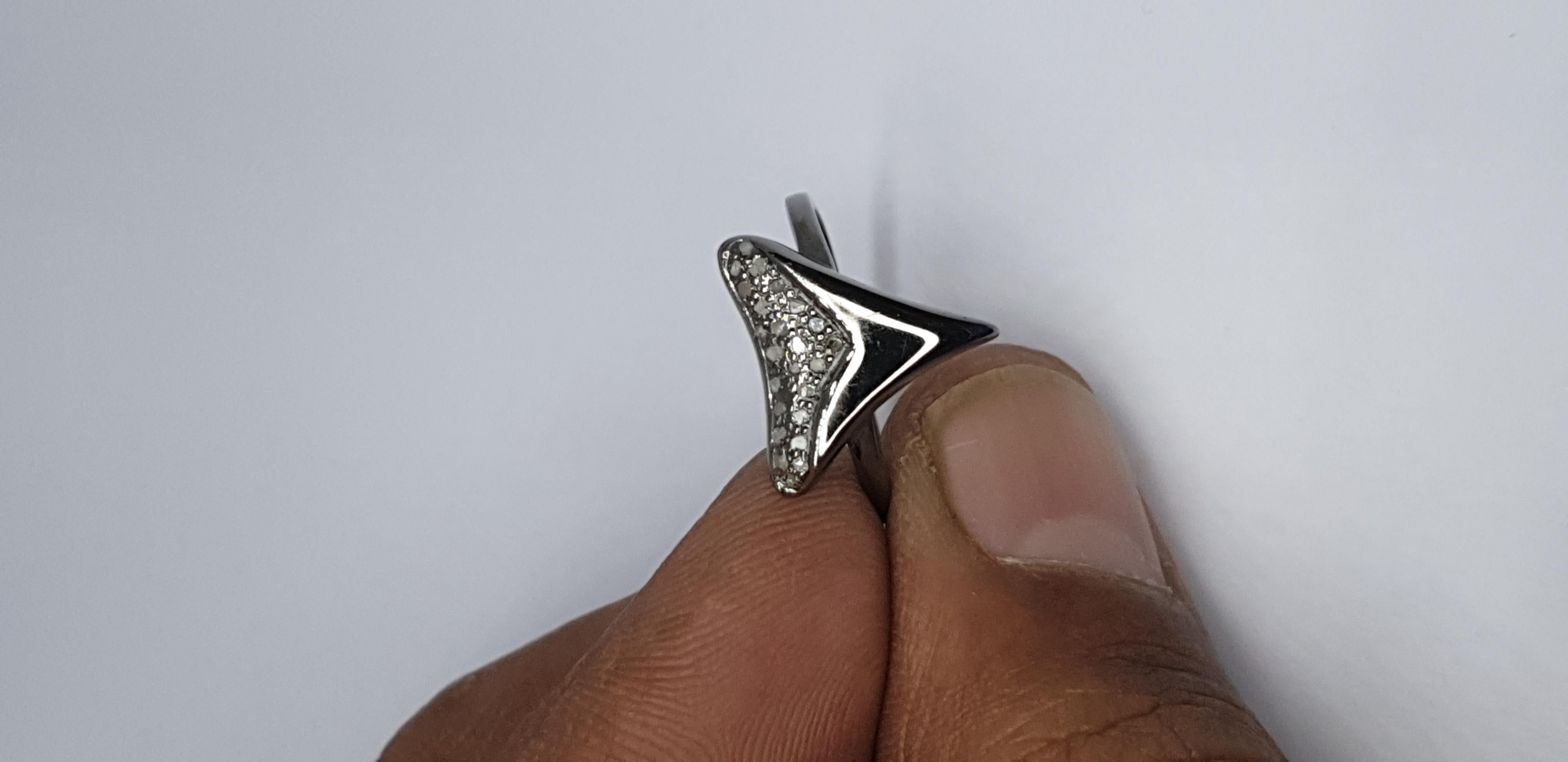 Shark Tooth Ring Pave Diamond Birthday Gift Ring 925 Silver Diamond Present Ring For Sale 9