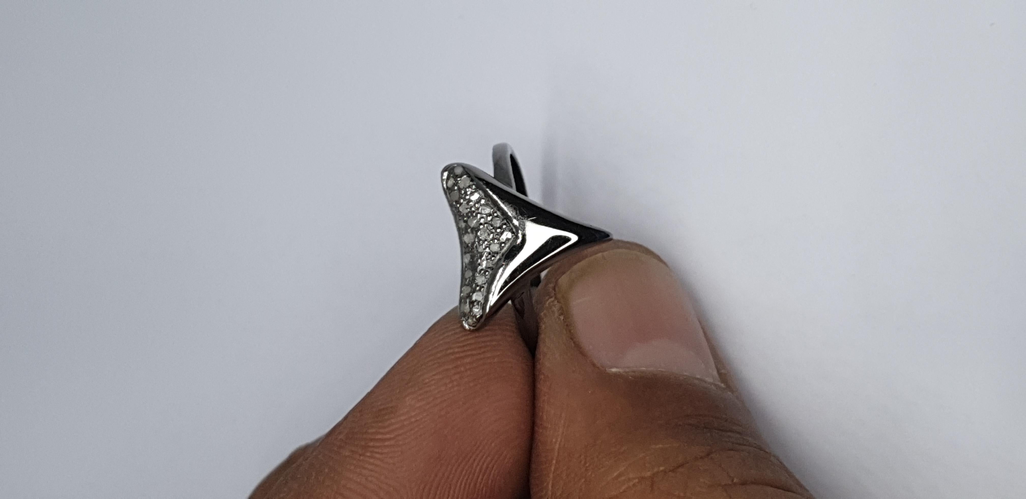 Shark Tooth Ring Pave Diamond Birthday Gift Ring 925 Silver Diamond Present Ring For Sale 10