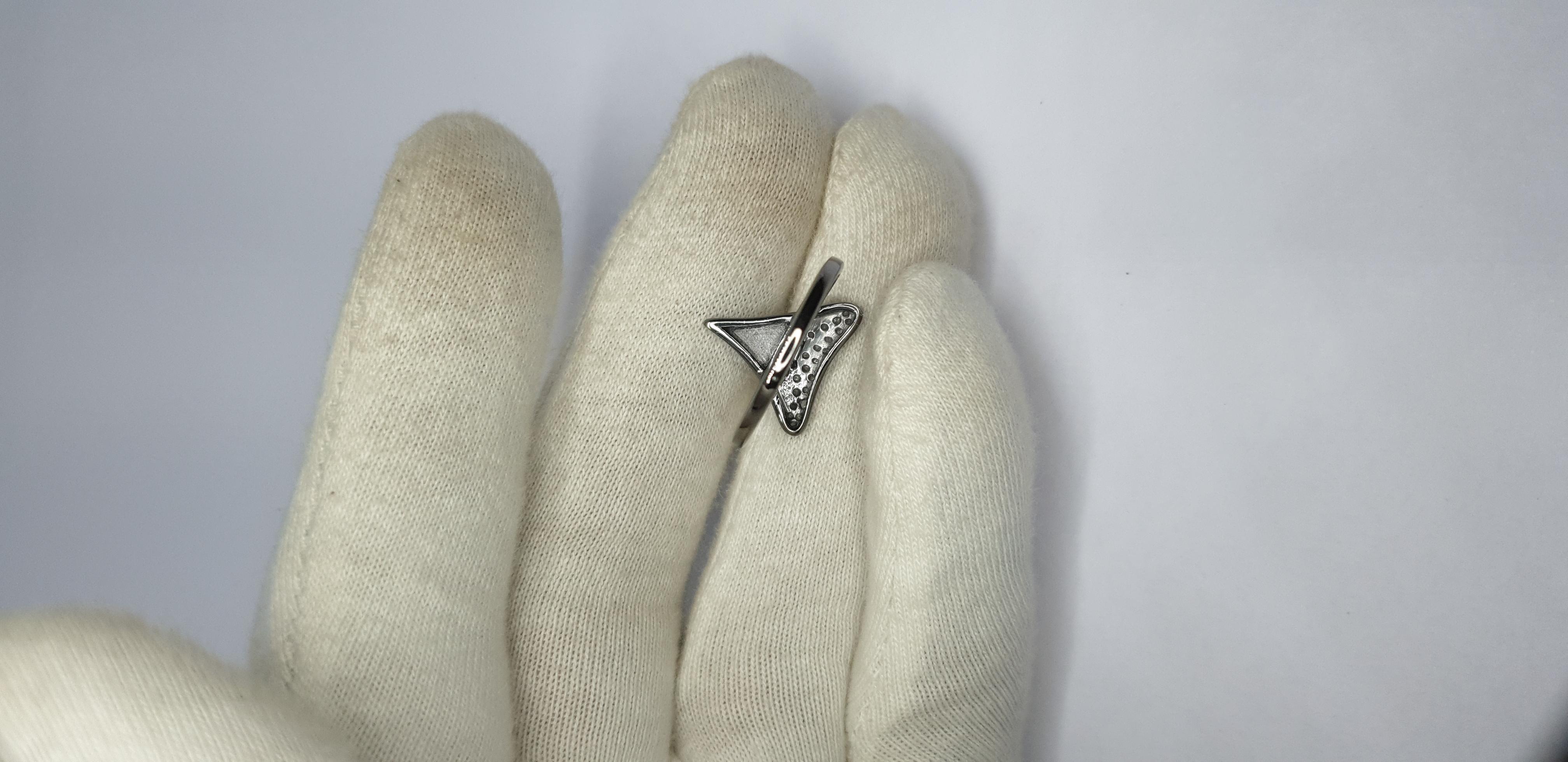 Uncut Shark Tooth Ring Pave Diamond Birthday Gift Ring 925 Silver Diamond Present Ring For Sale