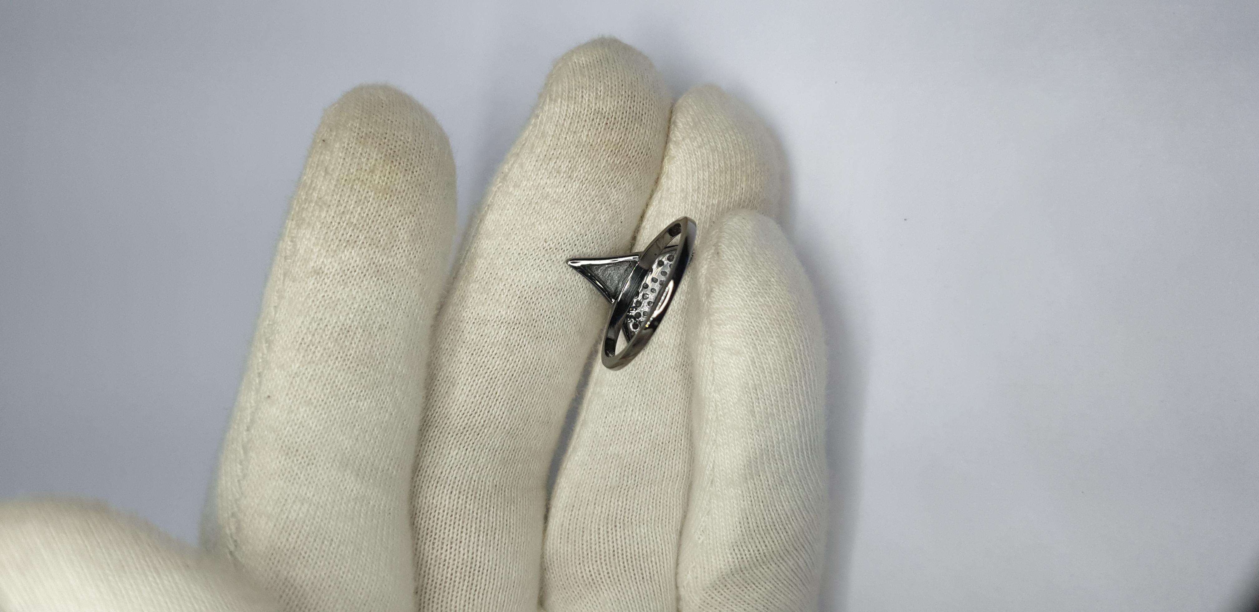 Shark Tooth Ring Pave Diamond Birthday Gift Ring 925 Silver Diamond Present Ring In New Condition For Sale In Chicago, IL