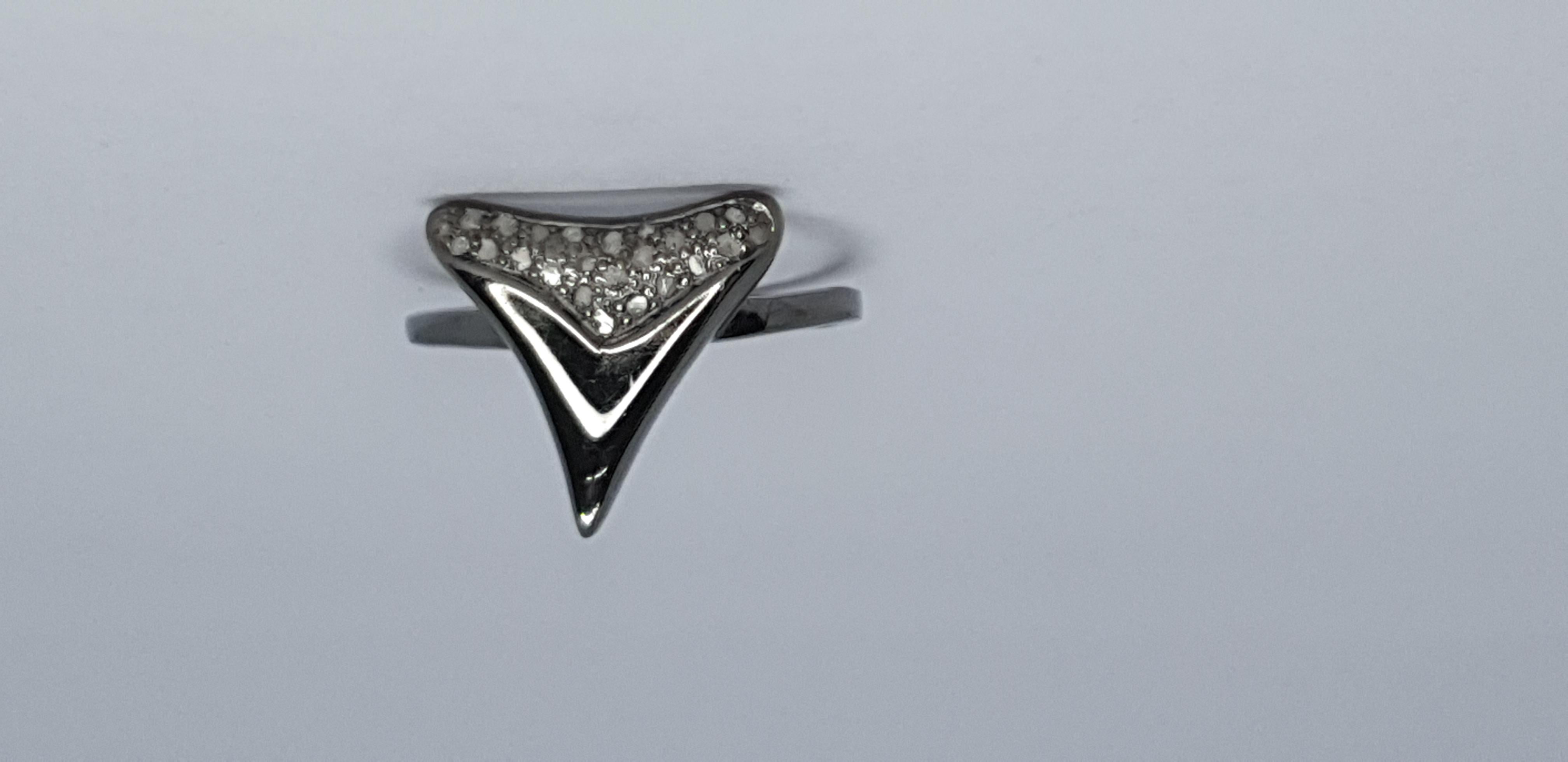 Shark Tooth Ring Pave Diamond Birthday Gift Ring 925 Silver Diamond Present Ring For Sale 1