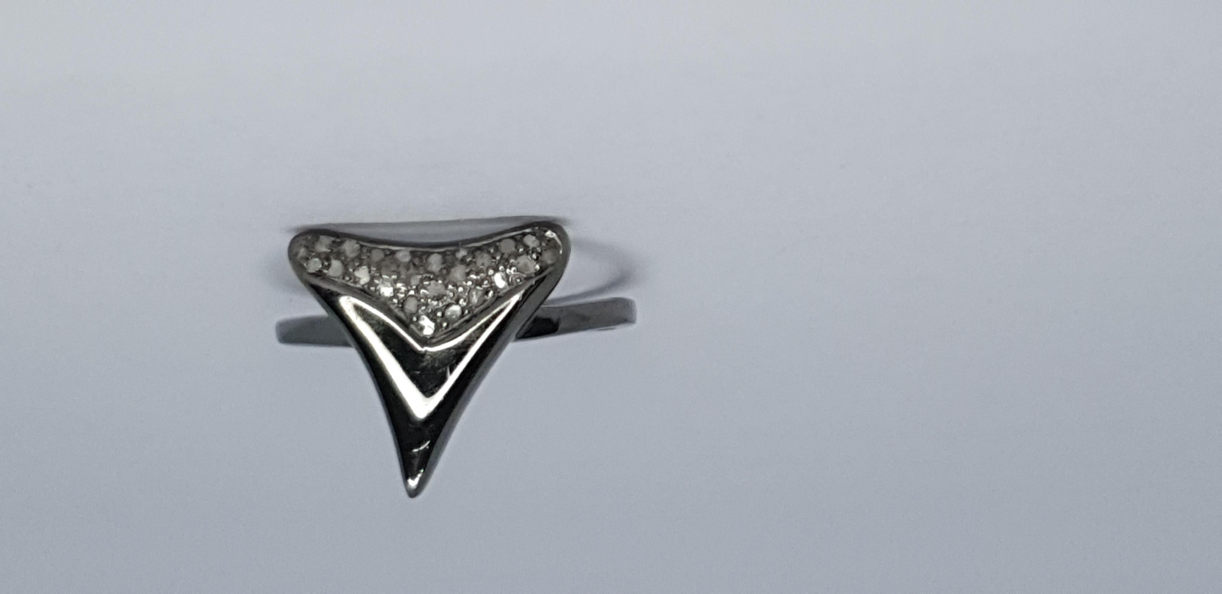 Shark Tooth Ring Pave Diamond Birthday Gift Ring 925 Silver Diamond Present Ring For Sale 2