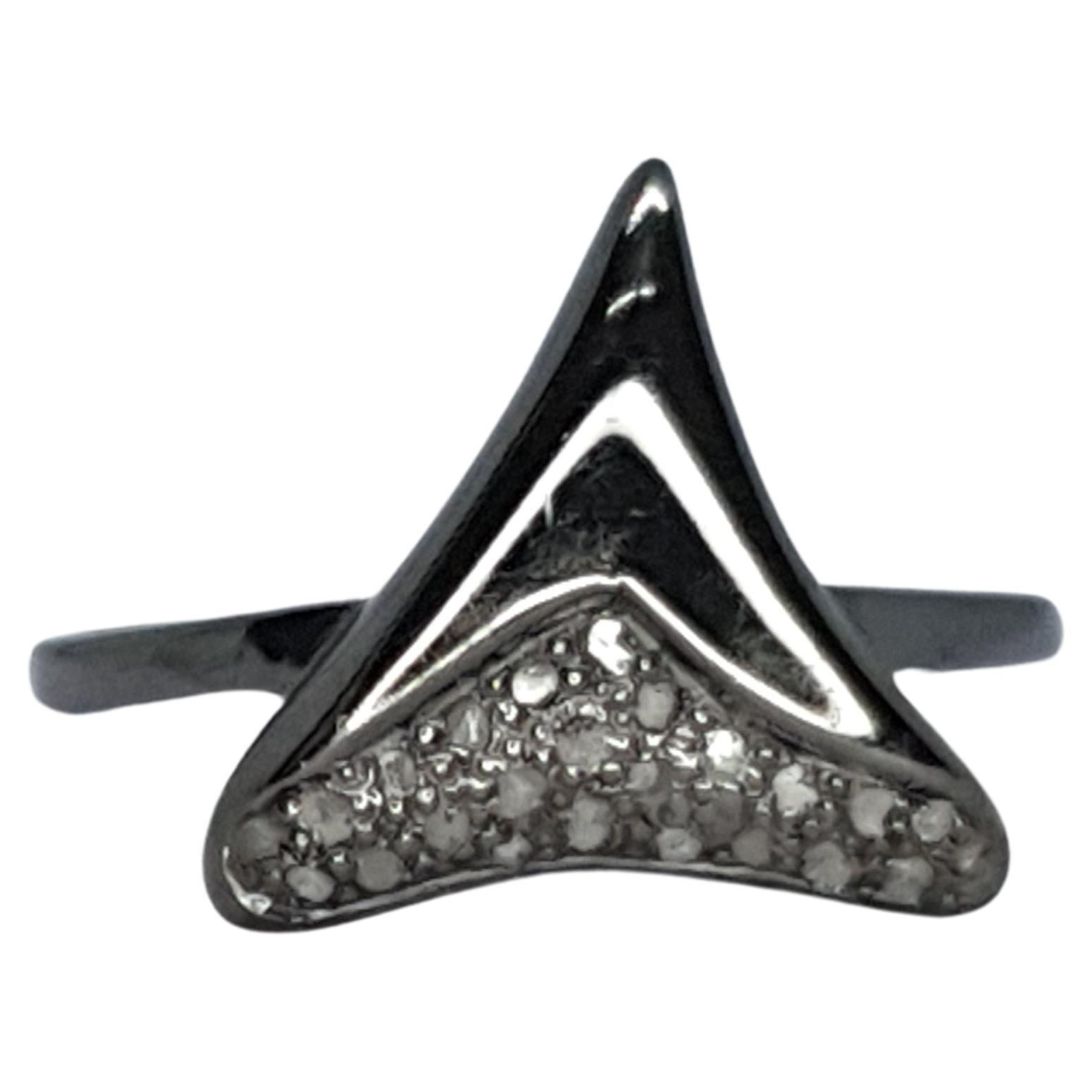 Shark Tooth Ring Pave Diamond Birthday Gift Ring 925 Silver Diamond Present Ring For Sale