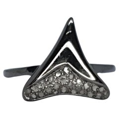 Shark Tooth Ring Pave Diamond Birthday Gift Ring 925 Silver Diamond Present Ring