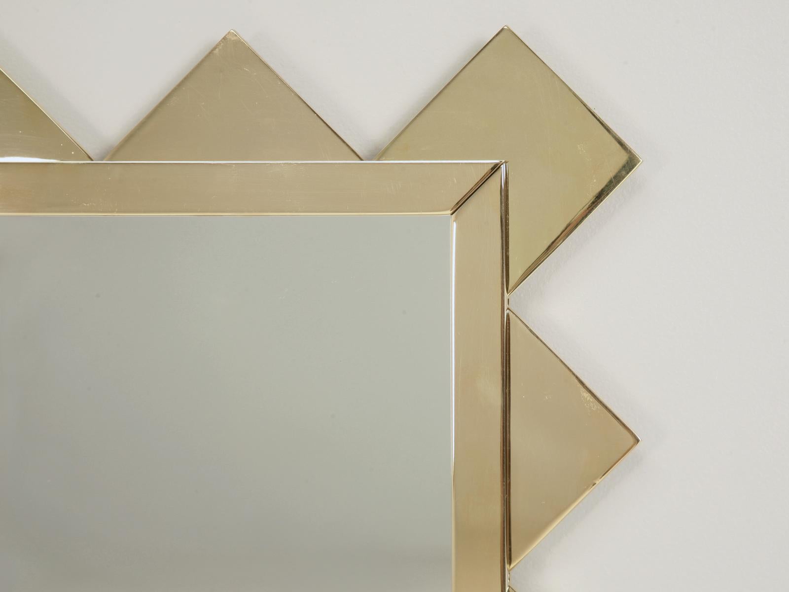 American Shark Tooth Solid Brass Mirror Custom Made in House in Any Dimension For Sale