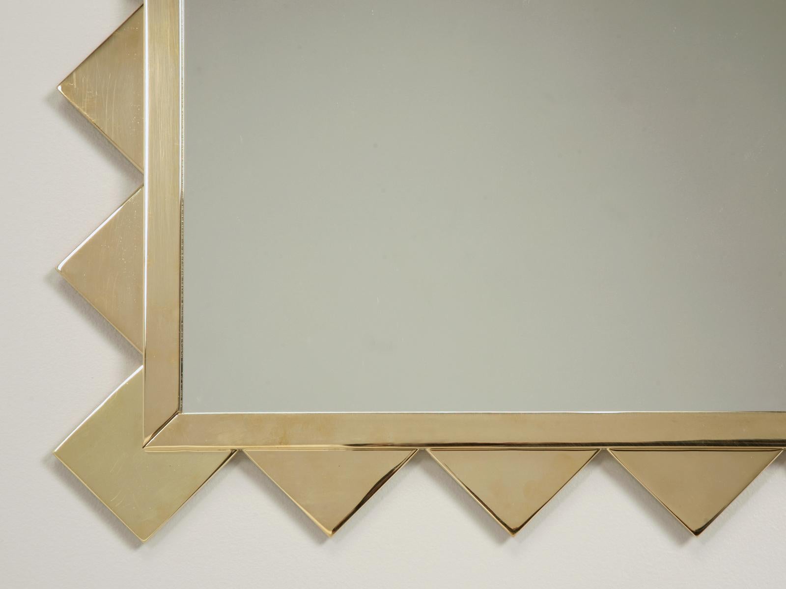 Shark Tooth Solid Brass Mirror Custom Made in House in Any Dimension In New Condition For Sale In Chicago, IL