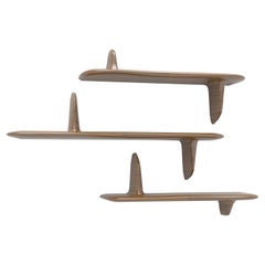 Sharky Shaped Wall Shelf in Solid Wood and Lacquered Finish or Shagreen