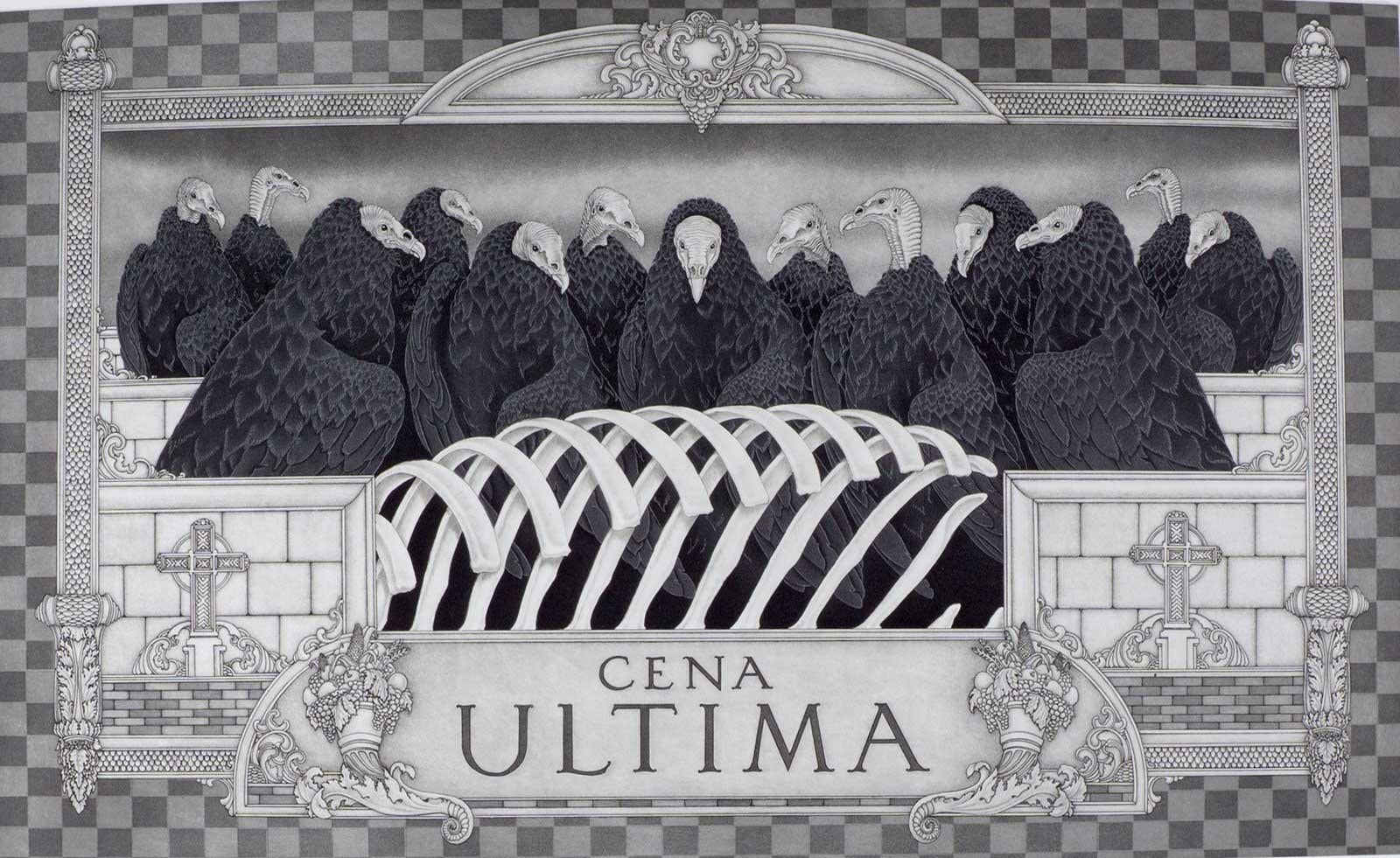 Animal Print di Sharon Augusta Mitchell - Cena Ultima (gli avvoltoi della Guinea rappresentano gli apostoli in questa versione dell'Ultima Cena)