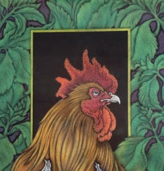 Chicken With Garlic and Basil, mezzotint portrait of chicken by Sharon Mitchell