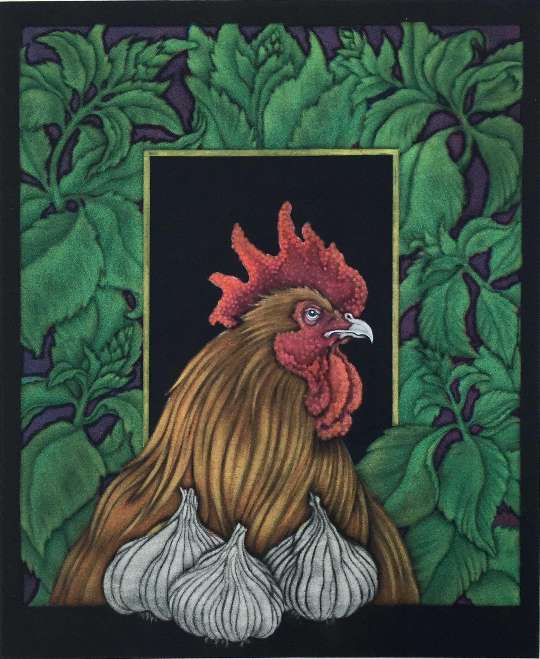 Sharon Augusta Mitchell Animal Print - Chicken With Garlic and Basil