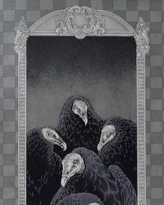 Dinner Gathering (Eight Guinea Vultures arranged as if in hierarchical order)