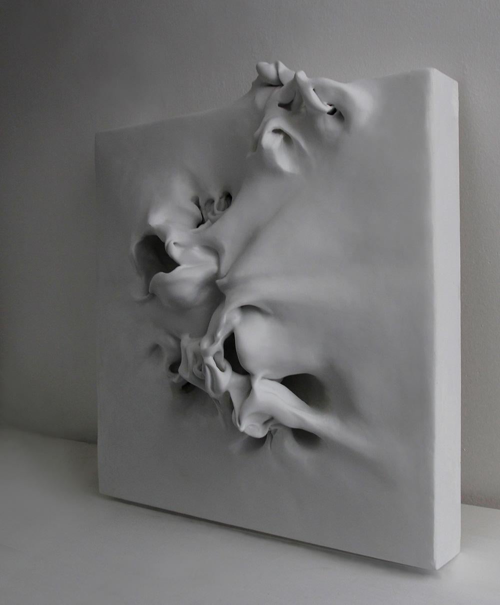 Be-formed 4 by Sharon Brill - Wall sculpture, porcelain, white, aesthetic For Sale 2