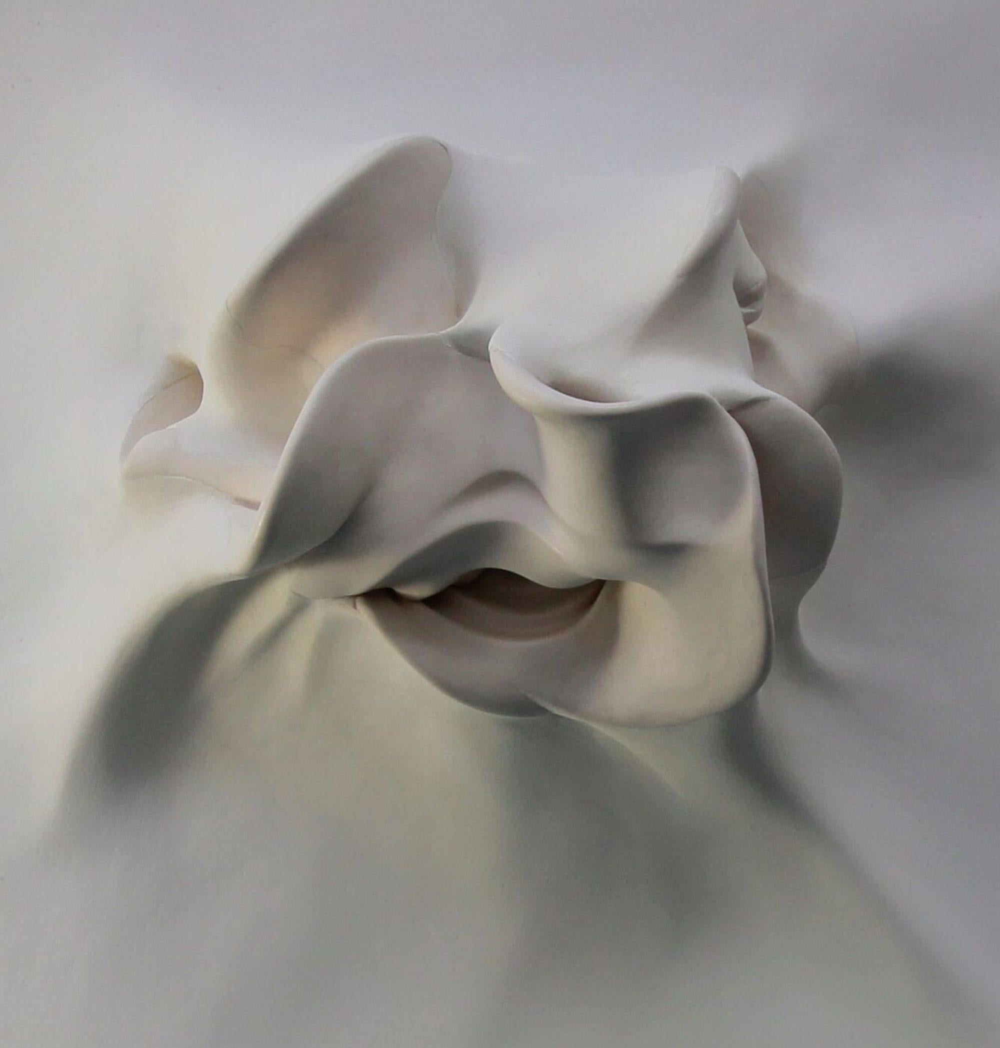 Emergence 2 by Sharon Brill - Wall sculpture, mixed media, white ceramic, square For Sale 4