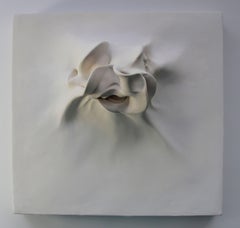 Emergence 2 by Sharon Brill - Wall sculpture, mixed media, white ceramic, square