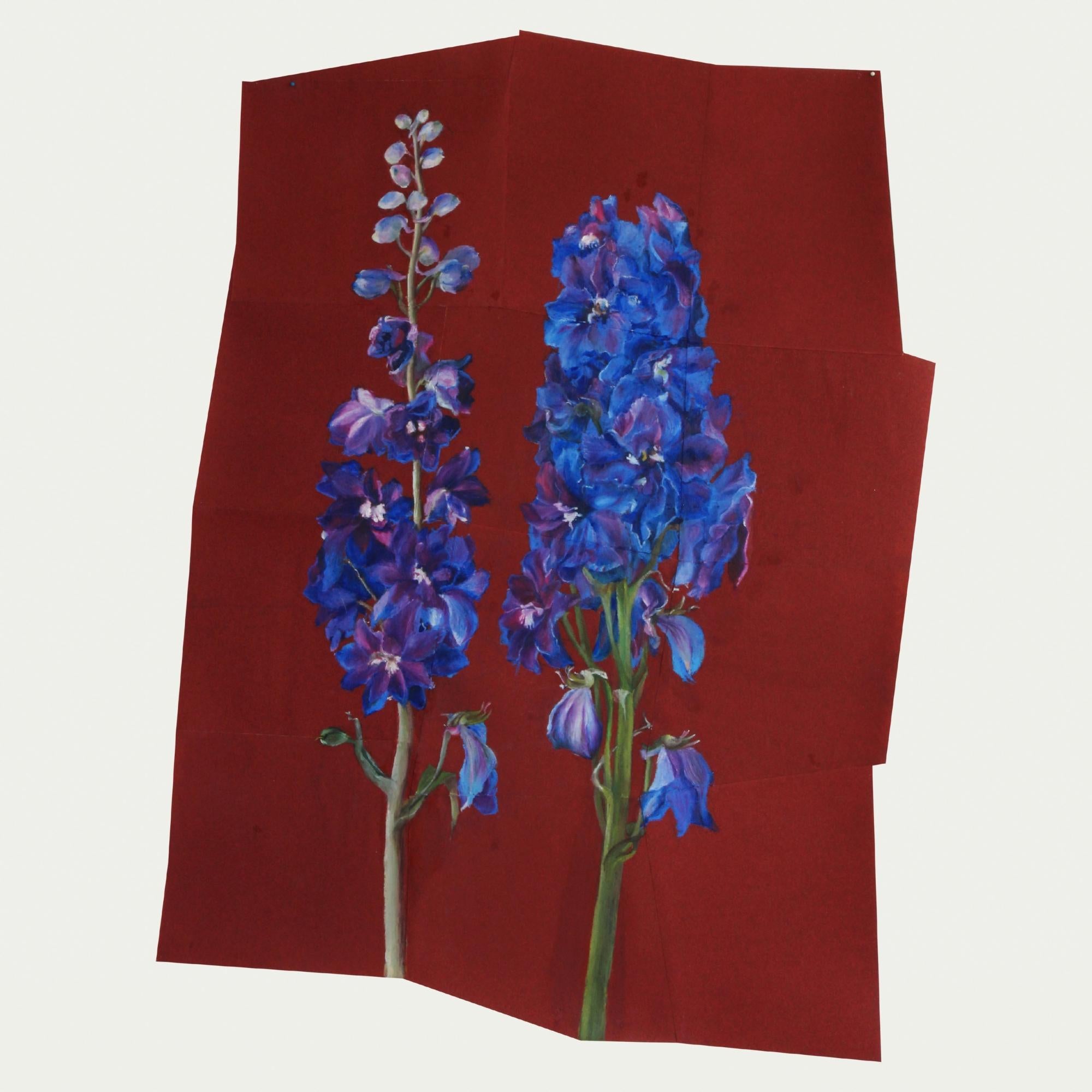 Two Delphiniums is a work from the series Drinking Sorrow in a Cup of Love, the first painting series by Sharon Brill. The name of the series has been taken from a song written by Israeli singer-songwriter Yosi Banai.

This works represents two