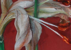 White Lily & A Lily Last Stand di Sharon Brill - Pittura su carta vetrata, fiori