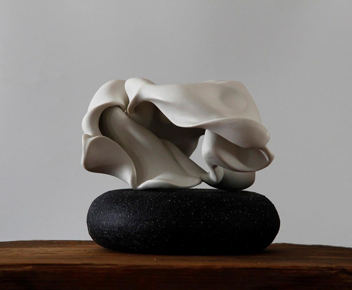 Conch 31 by Sharon Brill - Abstract sculpture, white, geometric, motion 1