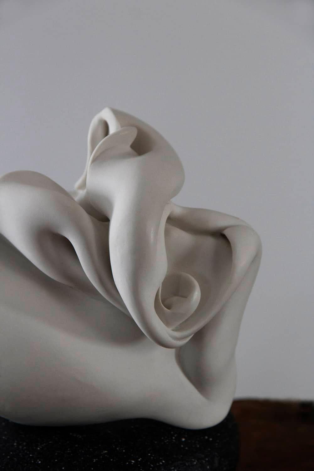 Conch 31 by Sharon Brill - Abstract sculpture, white, geometric, motion 3