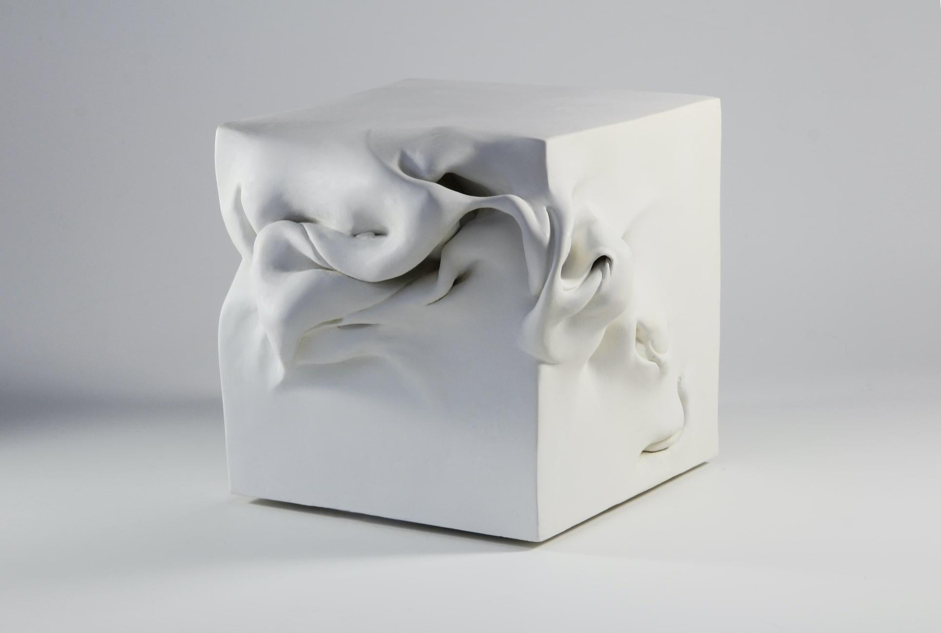 Cube 3 is a unique painted fired clay sculpture by contemporary artist Sharon Brill, dimensions are 19 × 23 × 23 cm (7.5 × 9.1 × 9.1 in). 
This sculpture is a unique piece signed by the artist, and comes with a certificate of authenticity. 

Sharon