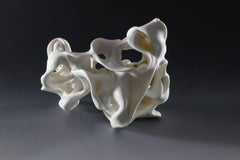 Hollows 2 by Sharon Brill - Abstract porcelain sculpture, organic forms, white