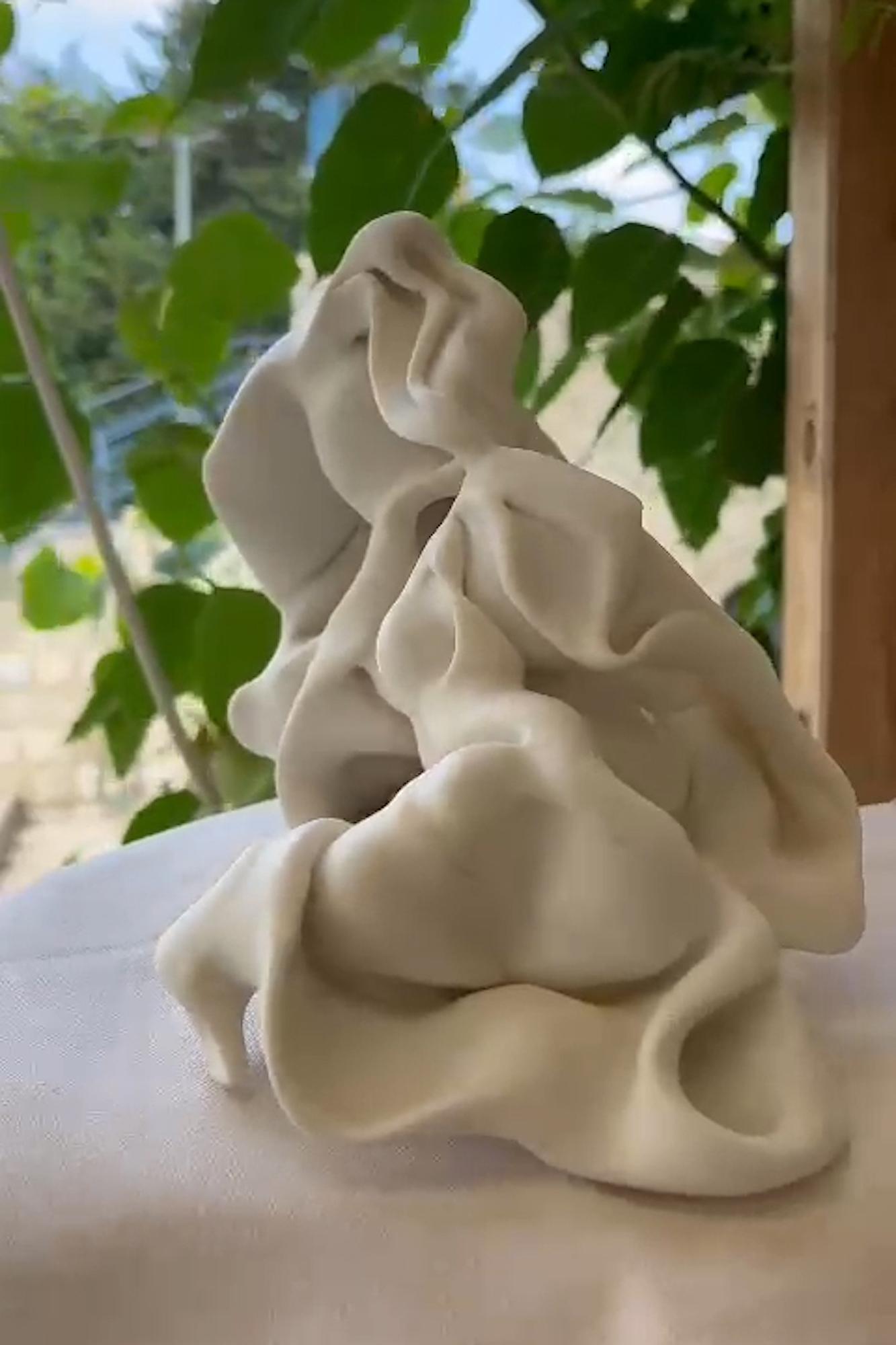 Hollows 3 by Sharon Brill - Abstract porcelain sculpture, organic forms, white For Sale 10