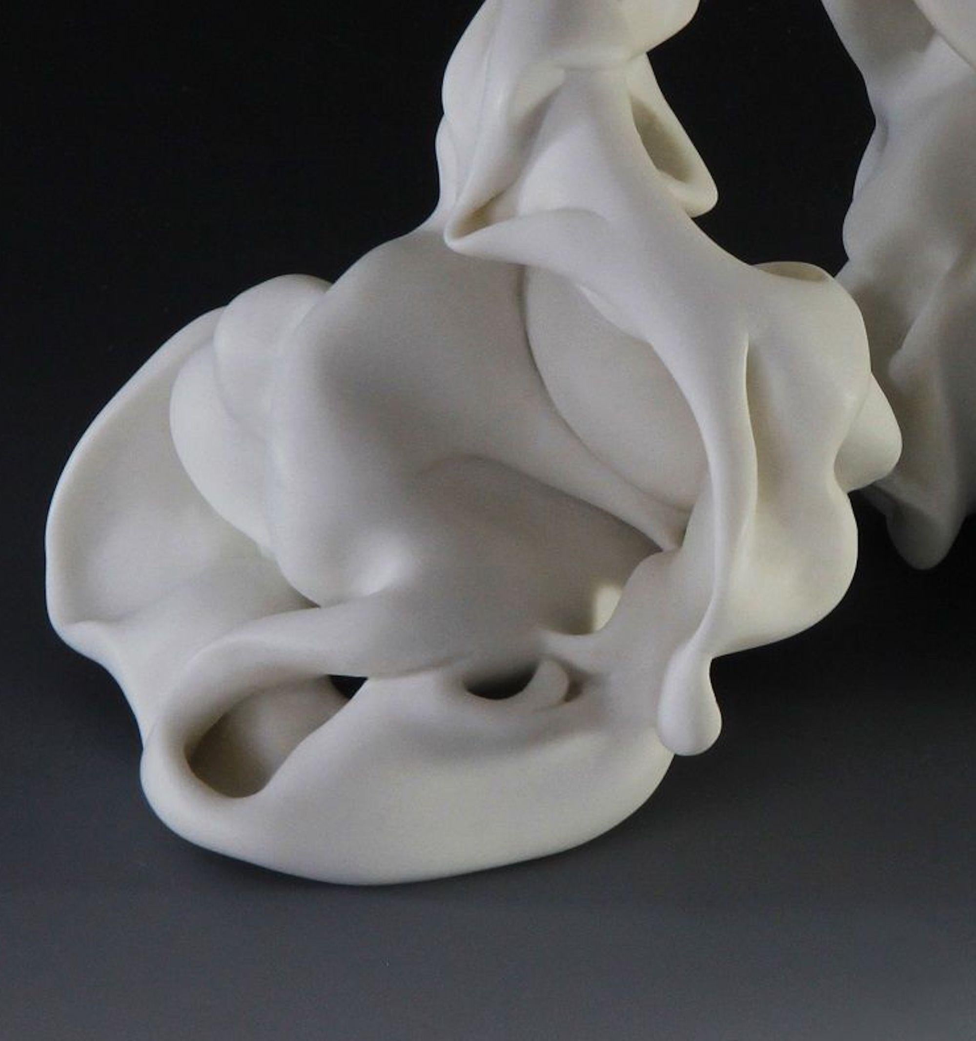 Hollows 3 by Sharon Brill - Abstract porcelain sculpture, organic forms, white For Sale 1