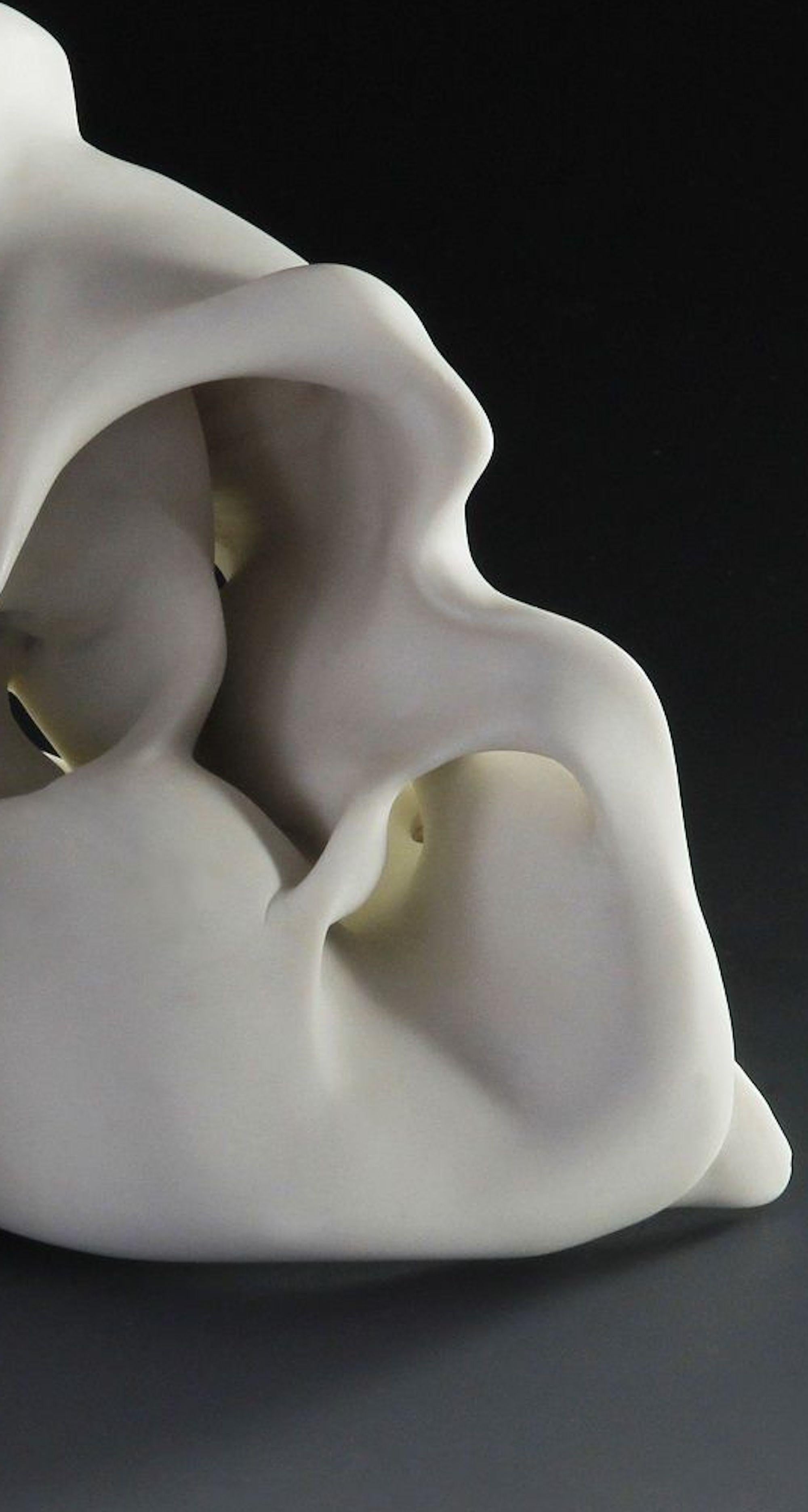 Hollows 3 by Sharon Brill - Abstract porcelain sculpture, organic forms, white For Sale 2