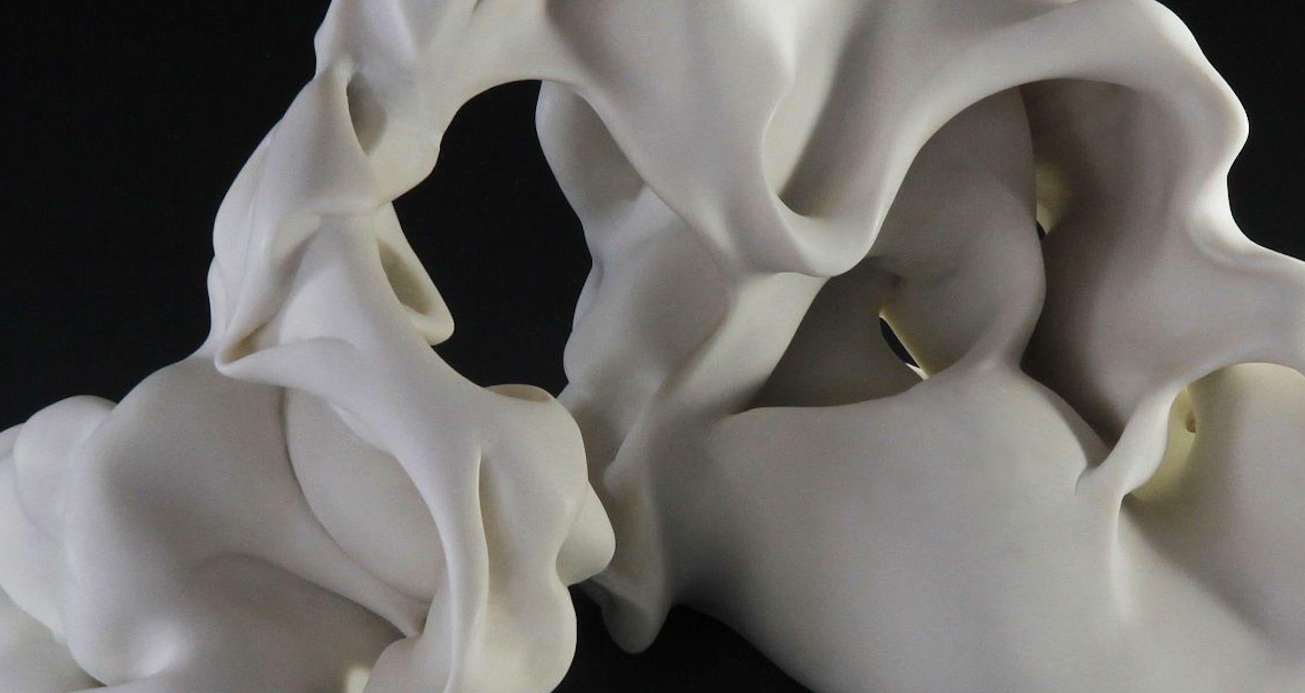 Hollows 3 by Sharon Brill - Abstract porcelain sculpture, organic forms, white For Sale 4