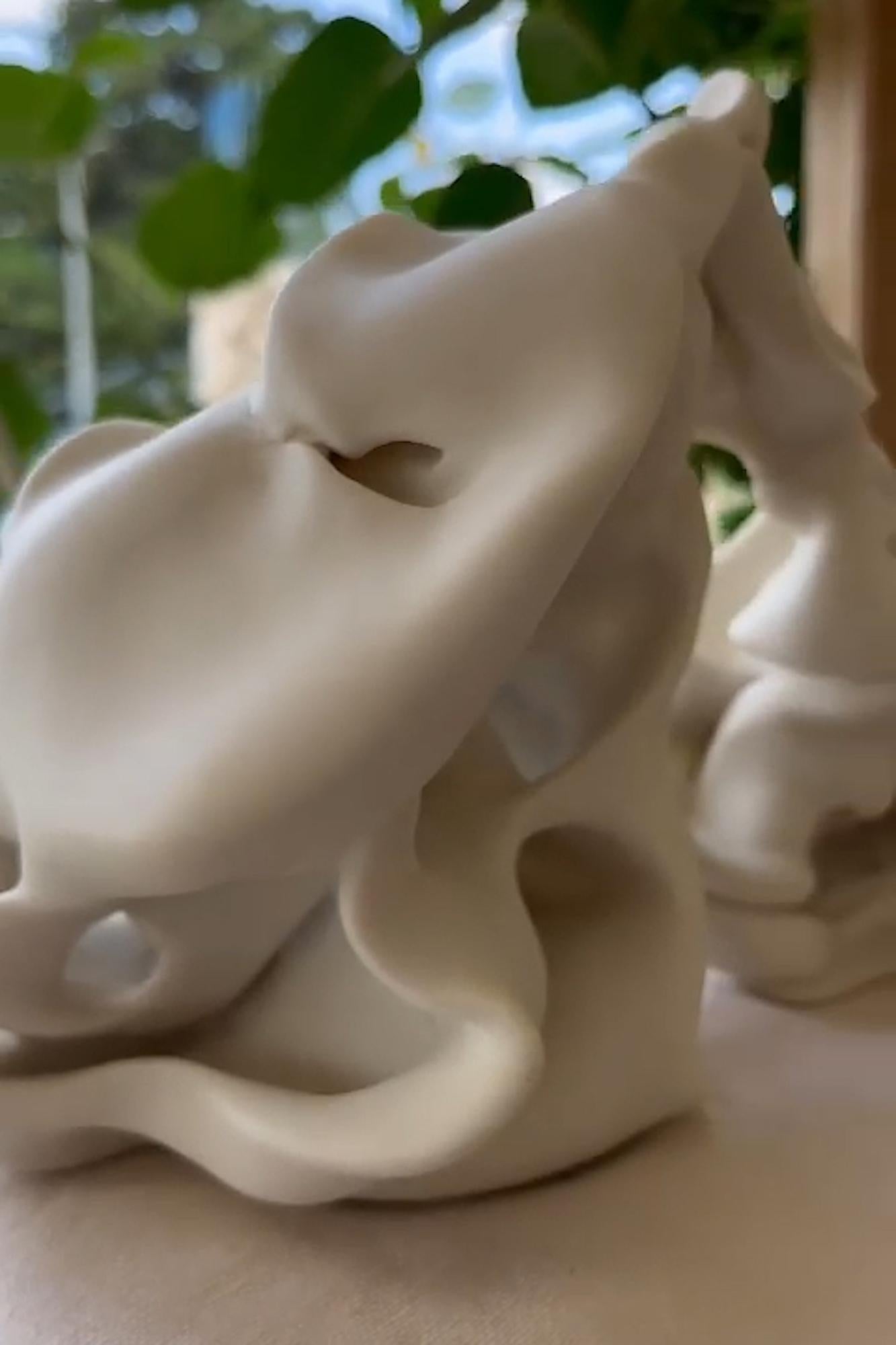 Hollows 3 by Sharon Brill - Abstract porcelain sculpture, organic forms, white For Sale 7