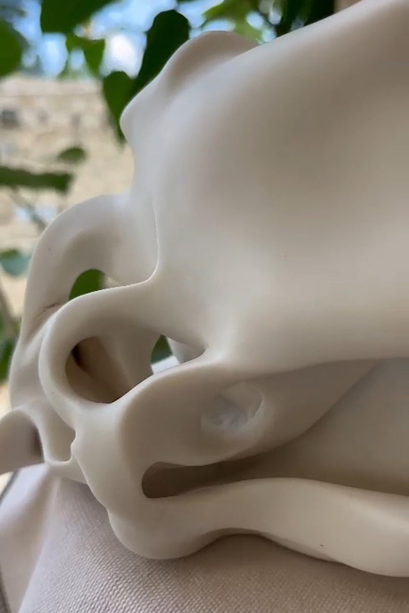 Hollows 3 by Sharon Brill - Abstract porcelain sculpture, organic forms, white For Sale 8