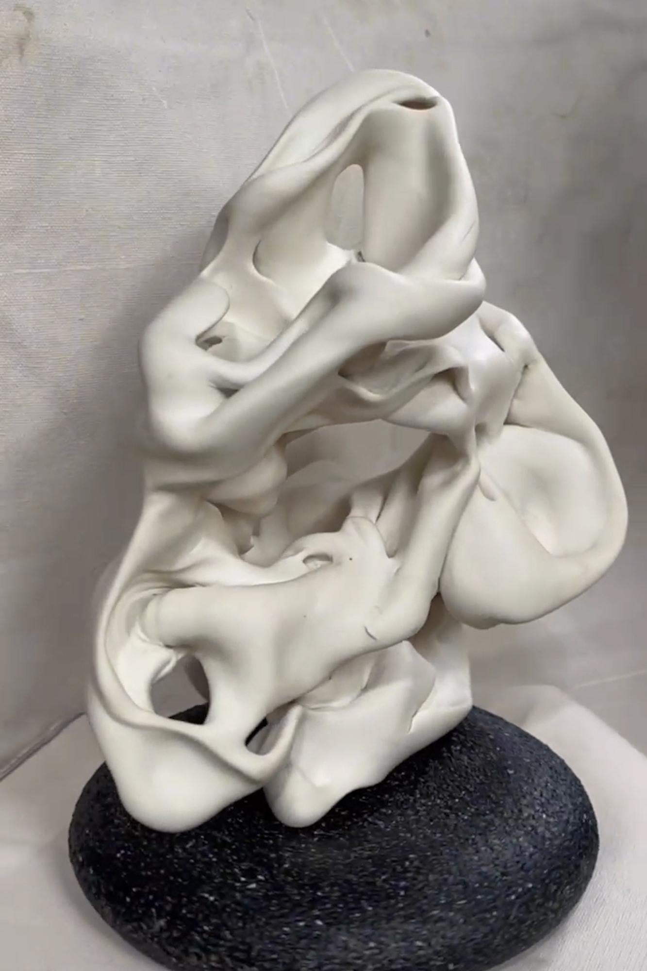 Hollows 6 by Sharon Brill - Abstract porcelain sculpture, organic forms, white For Sale 9