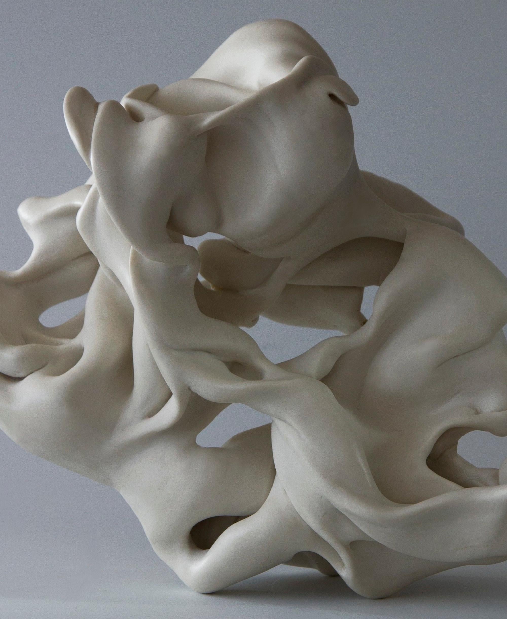 Hollows 6 by Sharon Brill - Abstract porcelain sculpture, organic forms, white For Sale 3