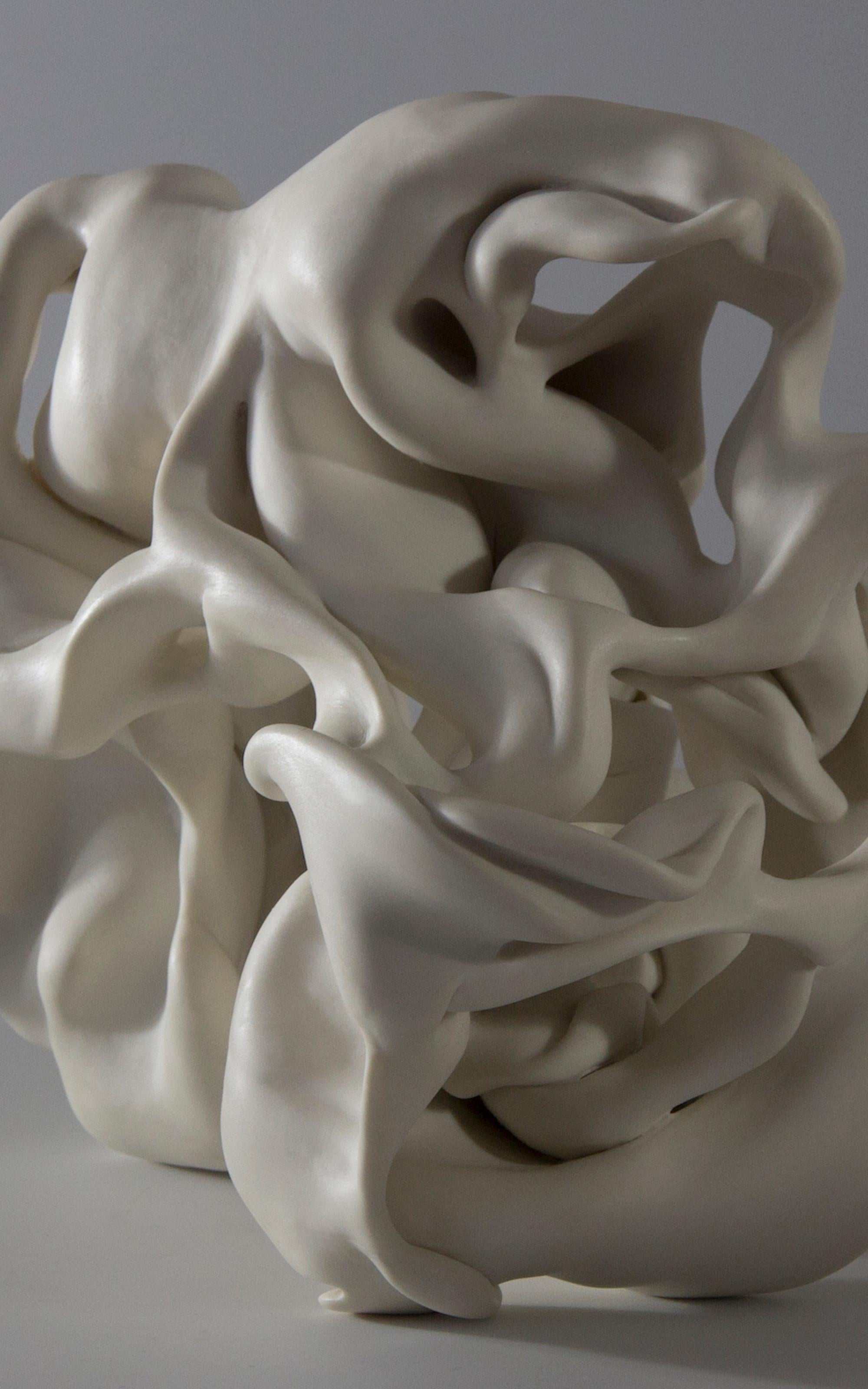 Hollows 6 by Sharon Brill - Abstract porcelain sculpture, organic forms, white For Sale 4