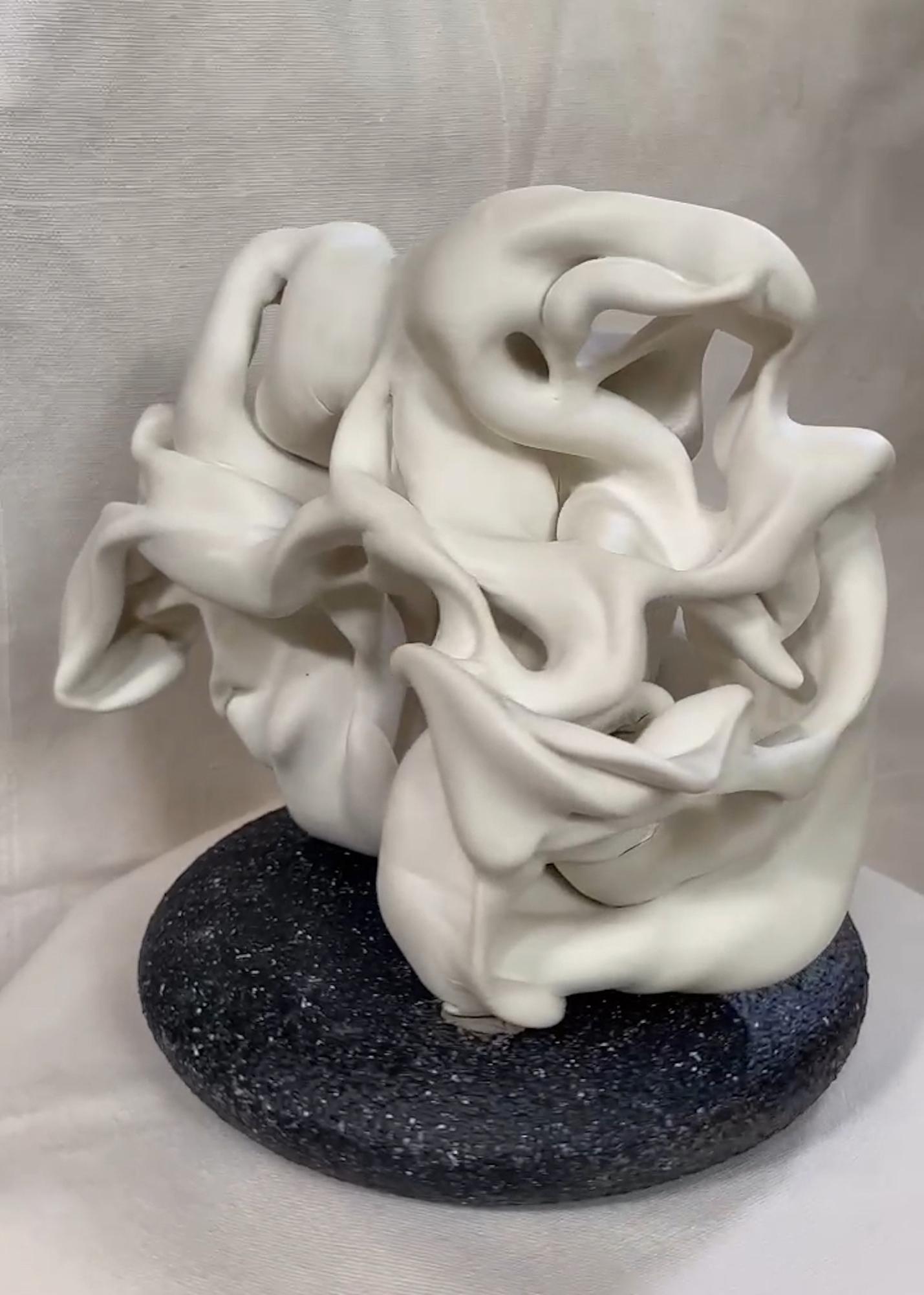Hollows 6 by Sharon Brill - Abstract porcelain sculpture, organic forms, white For Sale 5