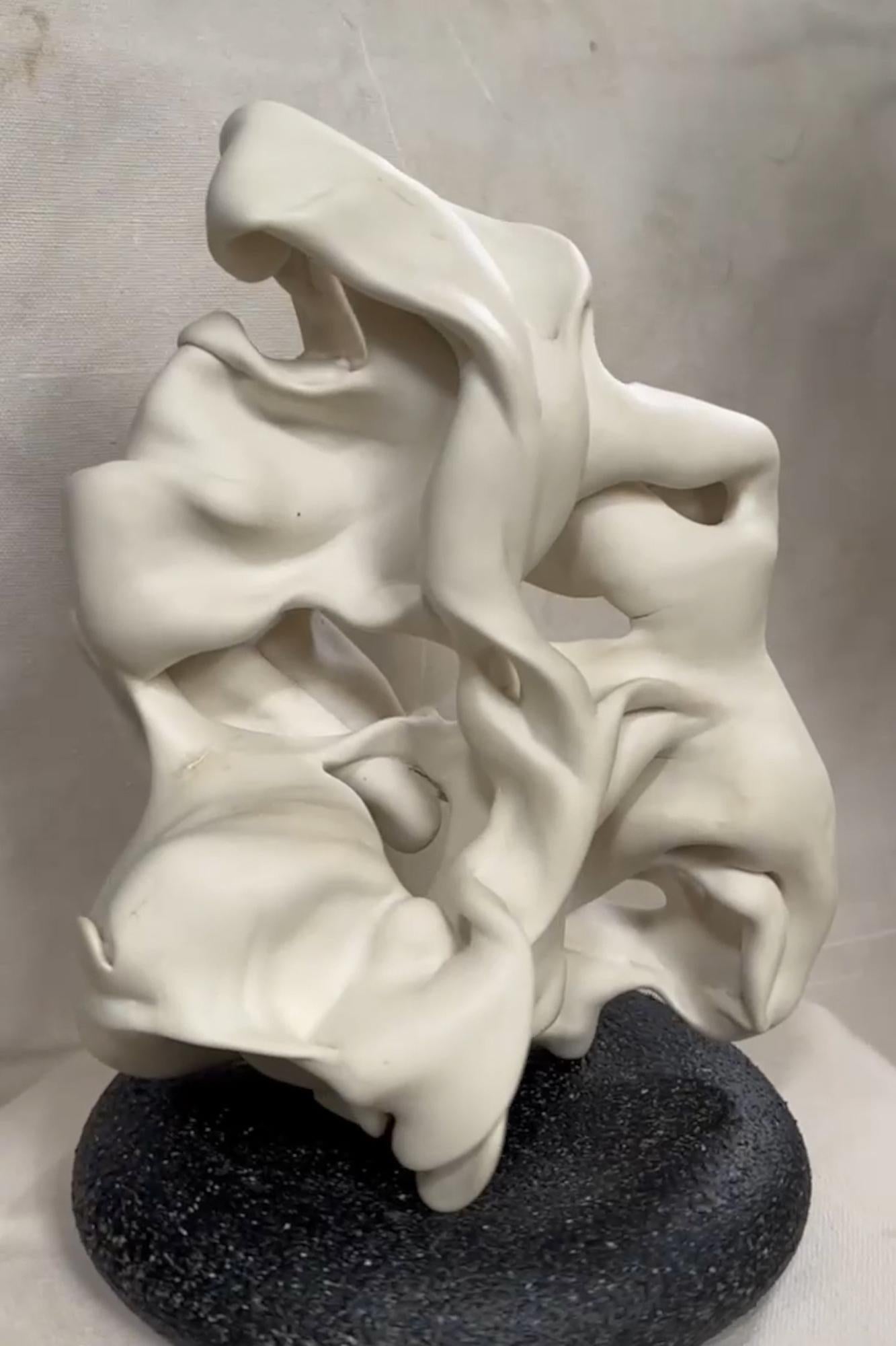 Hollows 6 by Sharon Brill - Abstract porcelain sculpture, organic forms, white For Sale 7