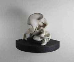 Triangular by Sharon Brill - Abstract porcelain sculpture, wall sculpture, white